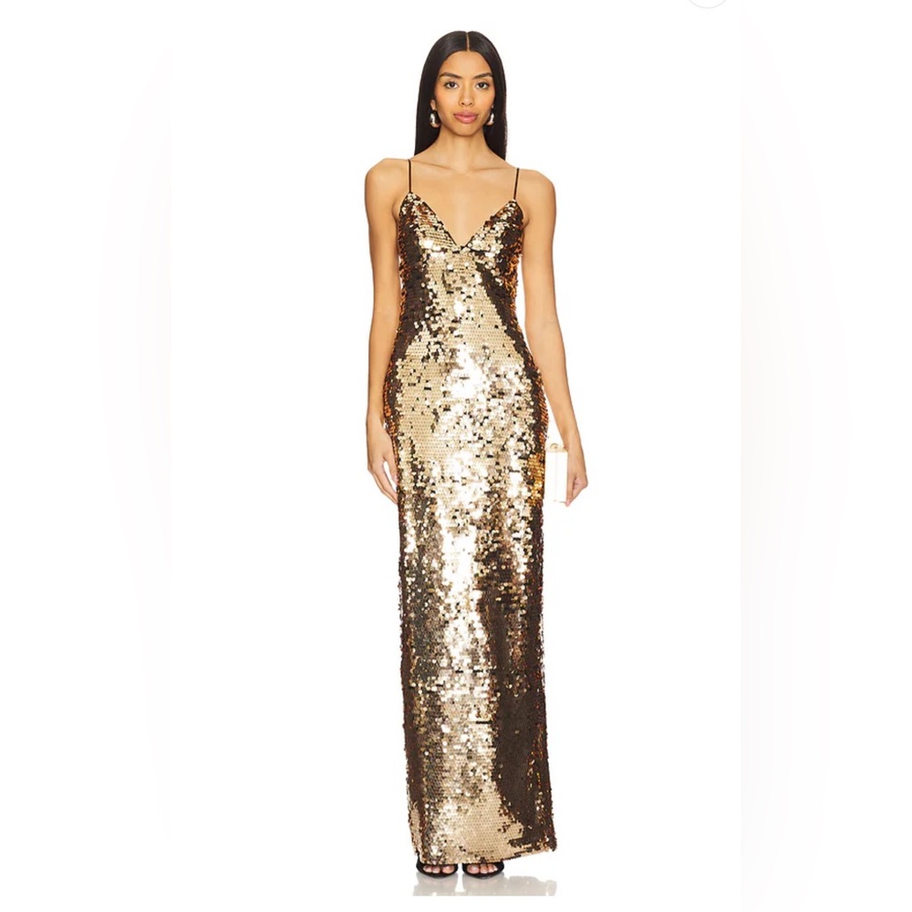 Camila Coelho Gold Sequin Gown